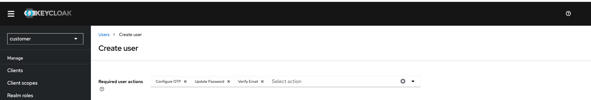 Required user actions