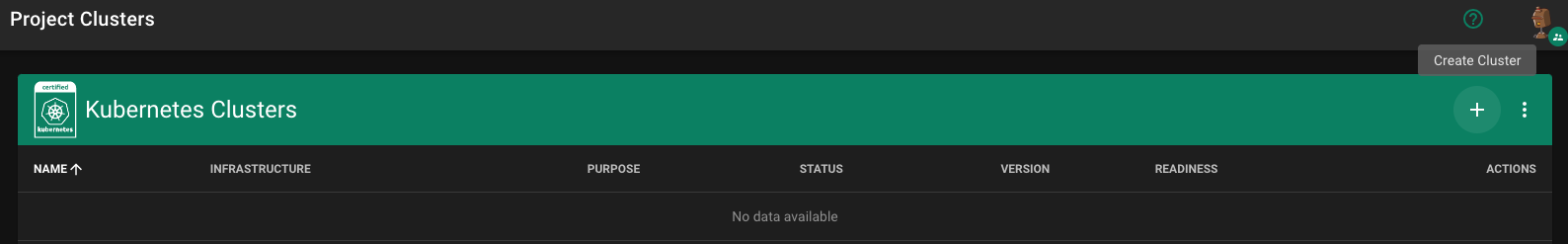 create-cluster-plus-sign